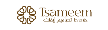 A heart and flower shaped vertical logo for tsameem events webste the best wedding planner dubai