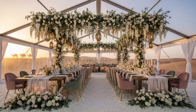 Best Luxury Wedding Planner in Dubai, Luxury event planning services for unforgettable celebrations in Dubai & UAE. | luxury desert wedding marquee reception floral decor